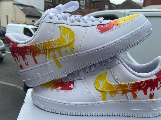 Custom Air Force 1 Sunset Drips - bluebeecustoms
