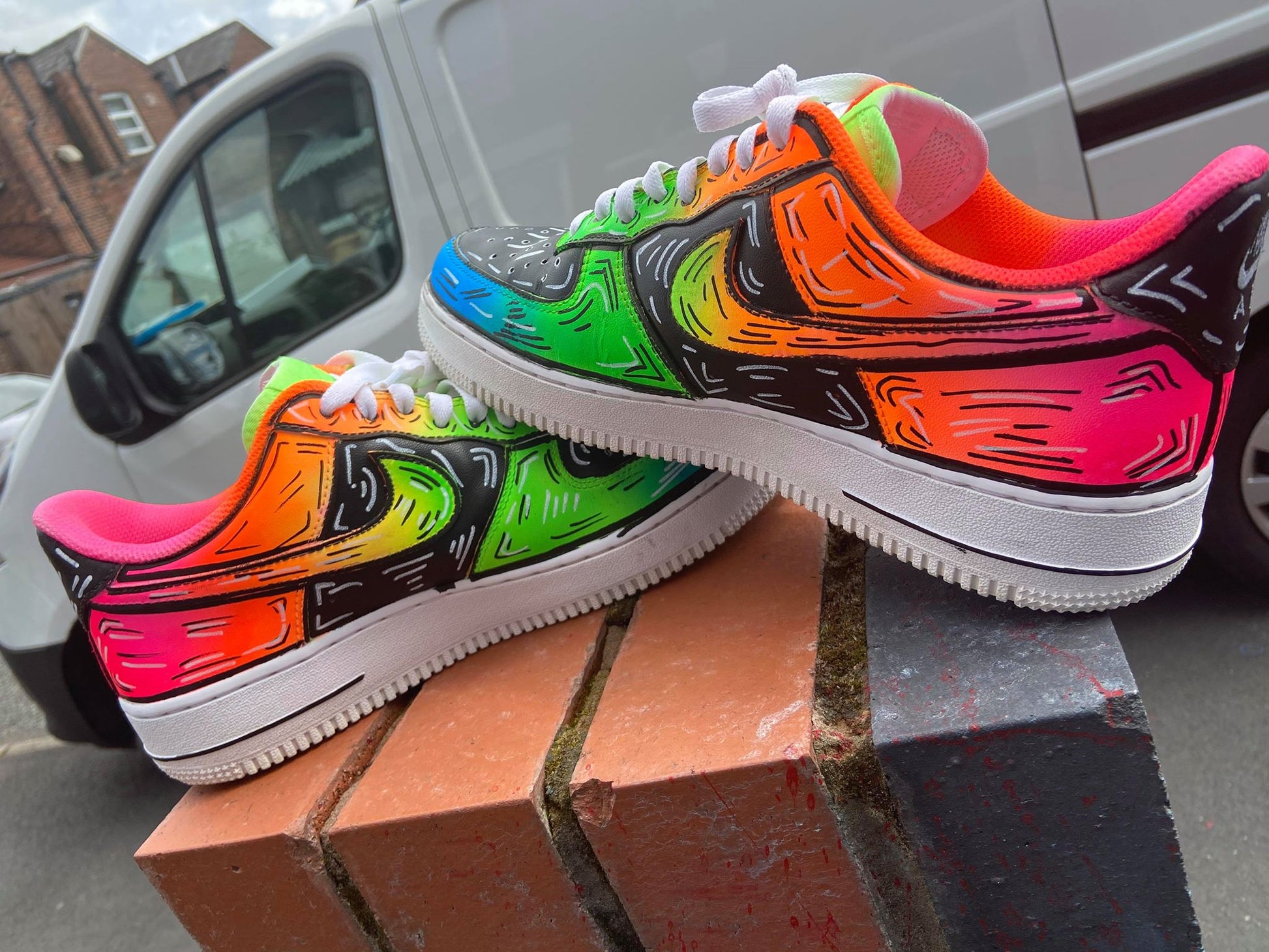 Neon Custom AF1's - bluebeecustoms