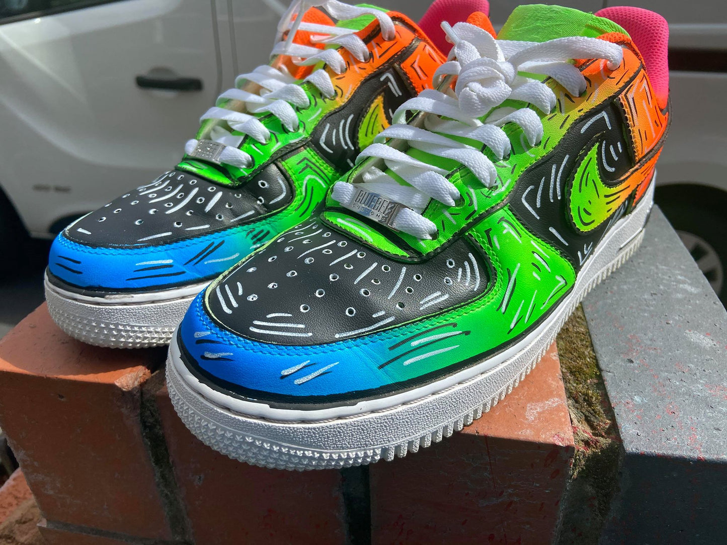 Neon Custom AF1's - bluebeecustoms