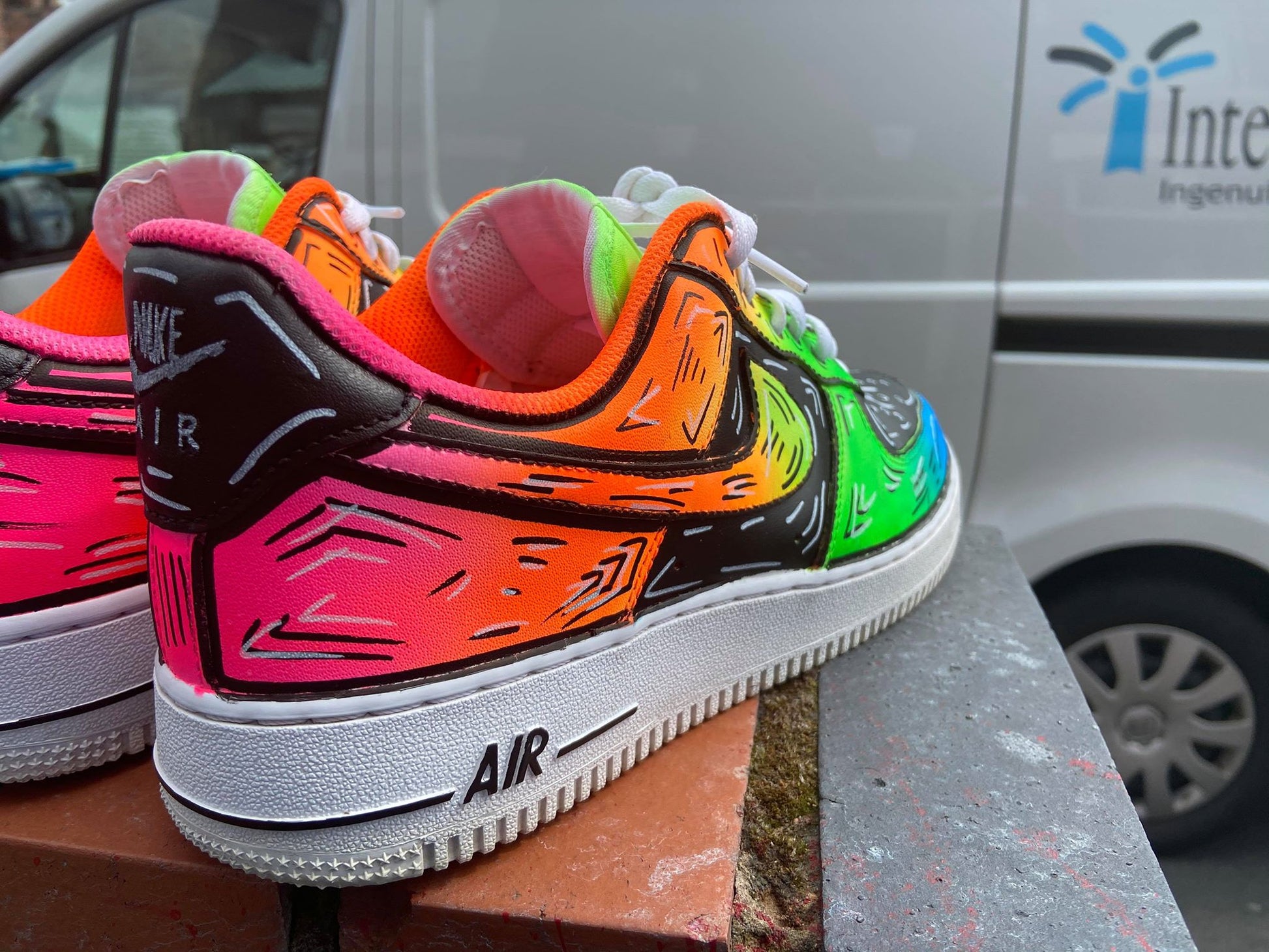 Neon Custom AF1's - bluebeecustoms