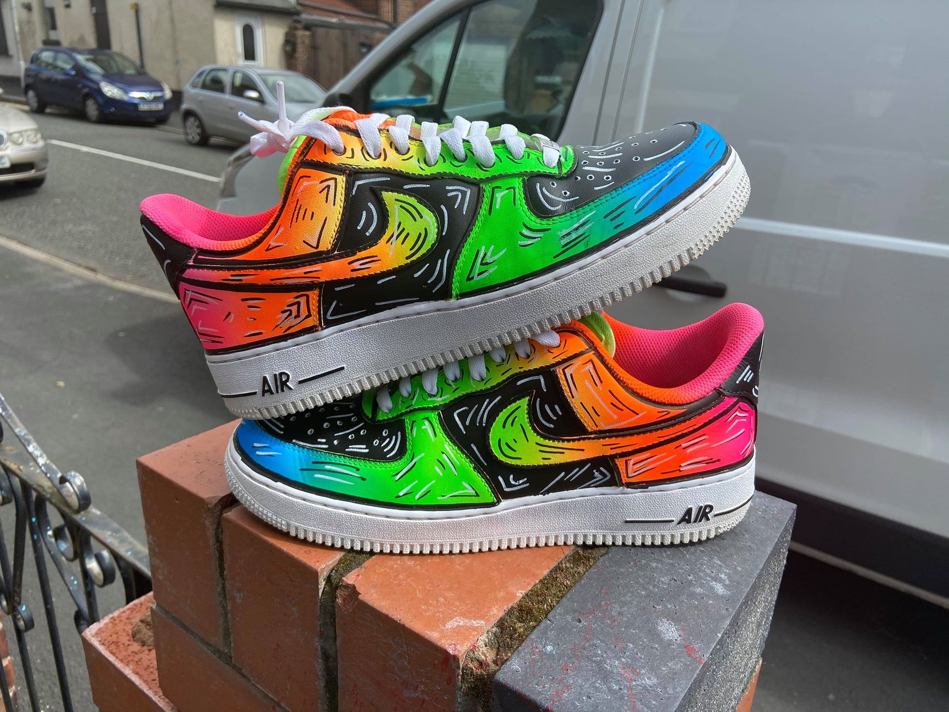 Neon Custom AF1's - bluebeecustoms