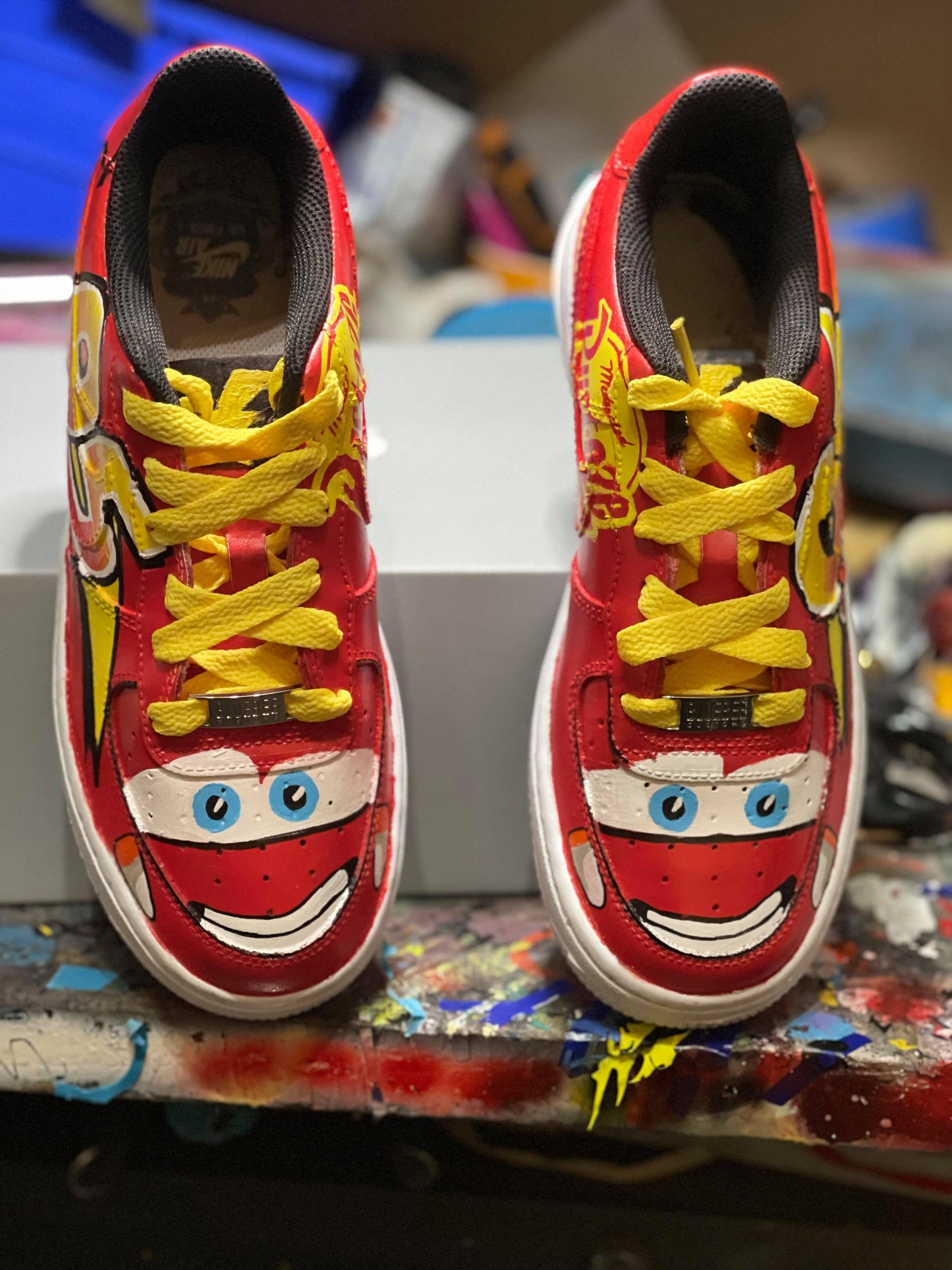 Customised AF1 - Lightning McQueen- Younger Kids - bluebeecustoms