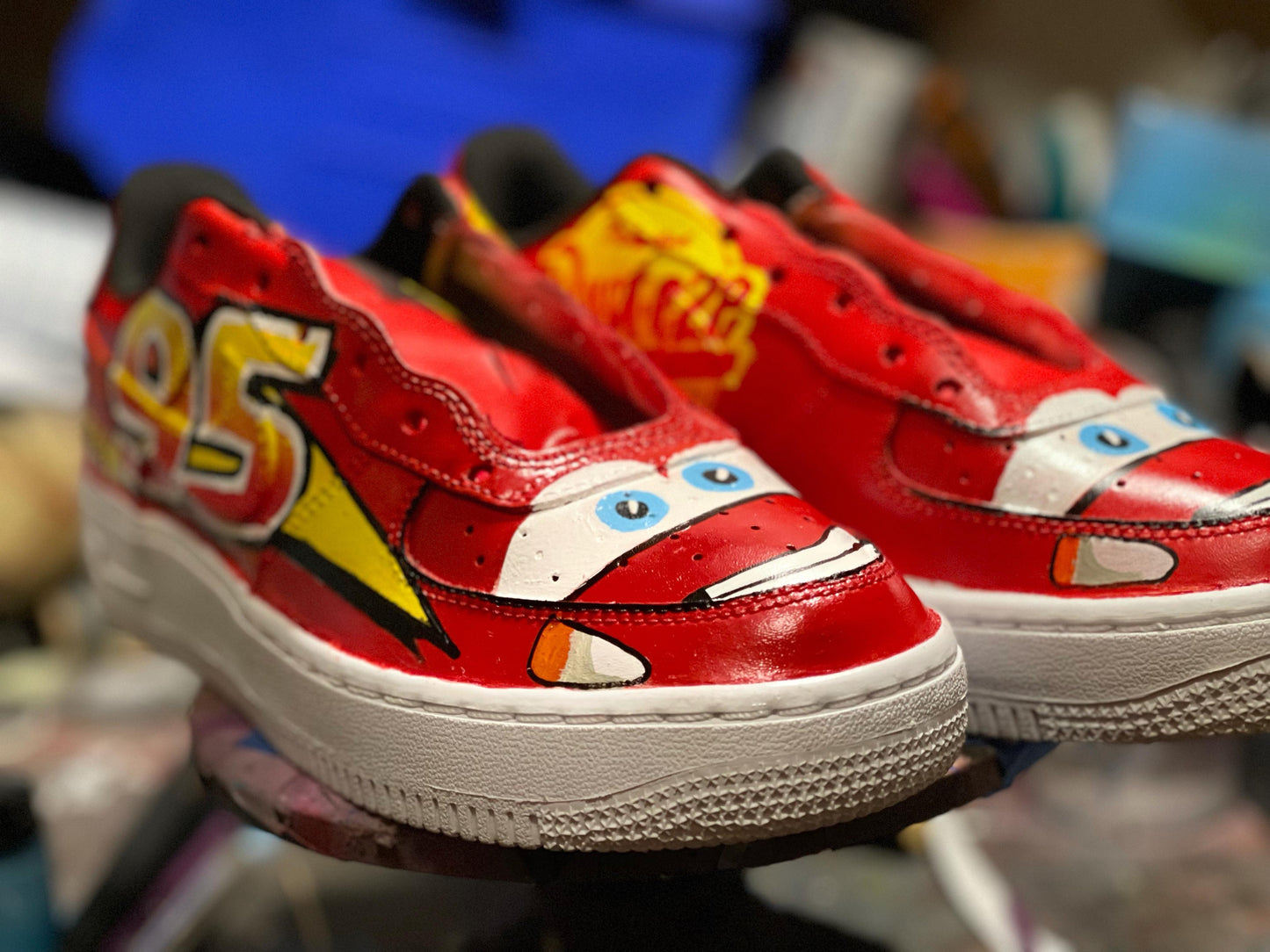 Customised AF1 - Lightning McQueen- Younger Kids - bluebeecustoms