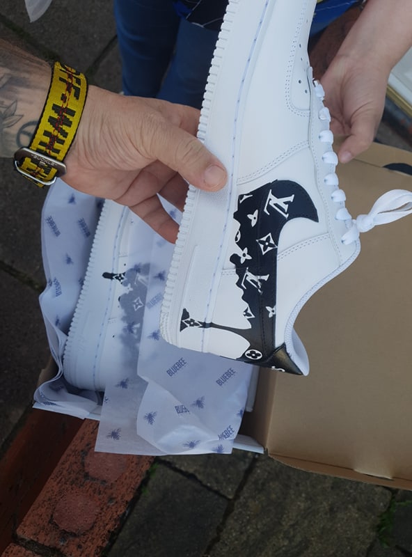Custom Air Force 1 Black Drips - bluebeecustoms