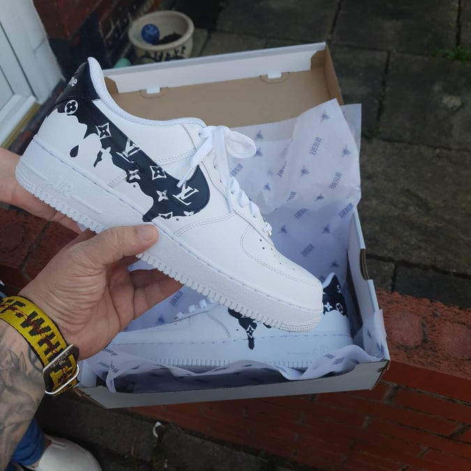 Custom Air Force 1 Black Drips - bluebeecustoms