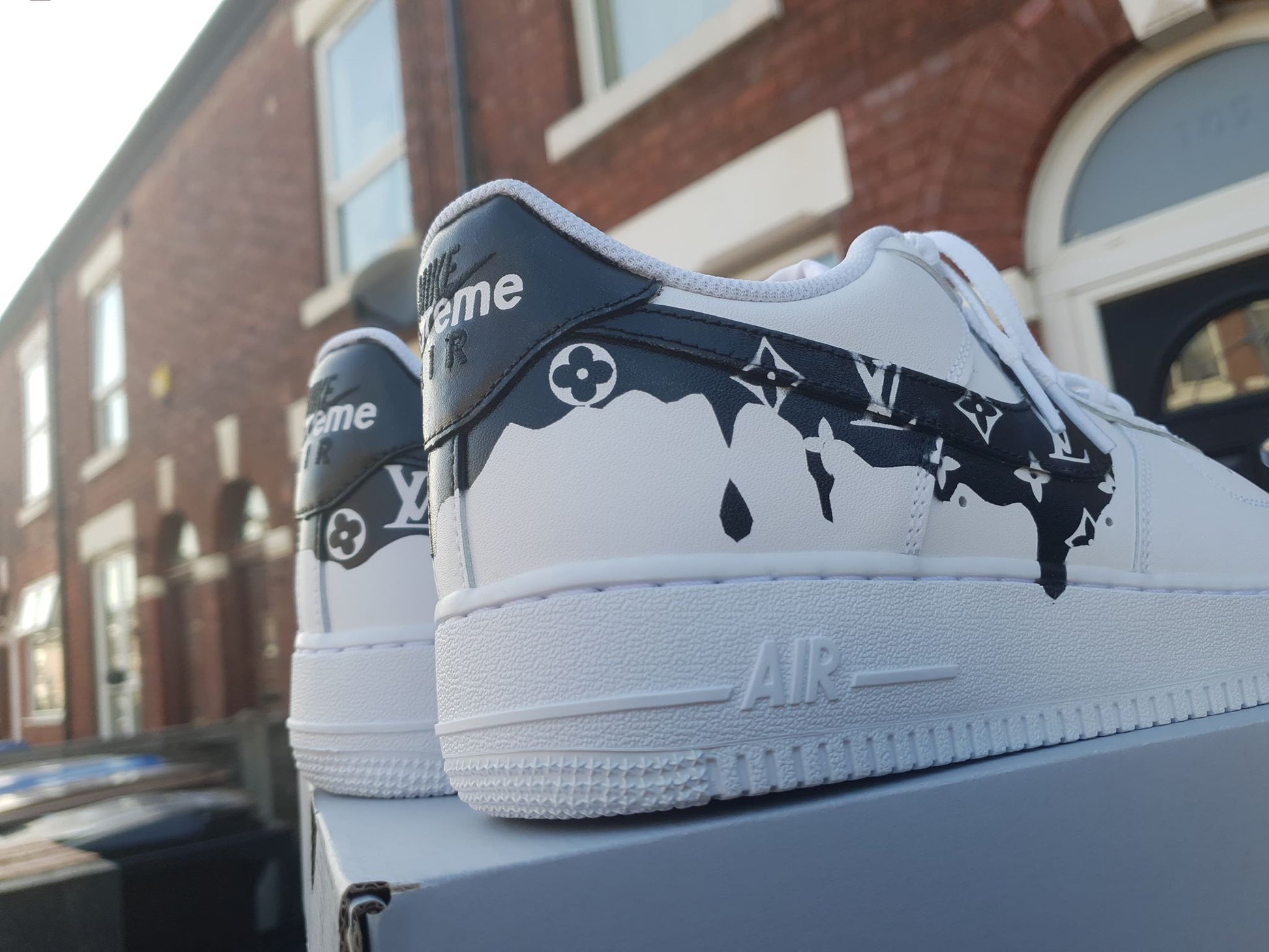 Custom Air Force 1 Black Drips - bluebeecustoms