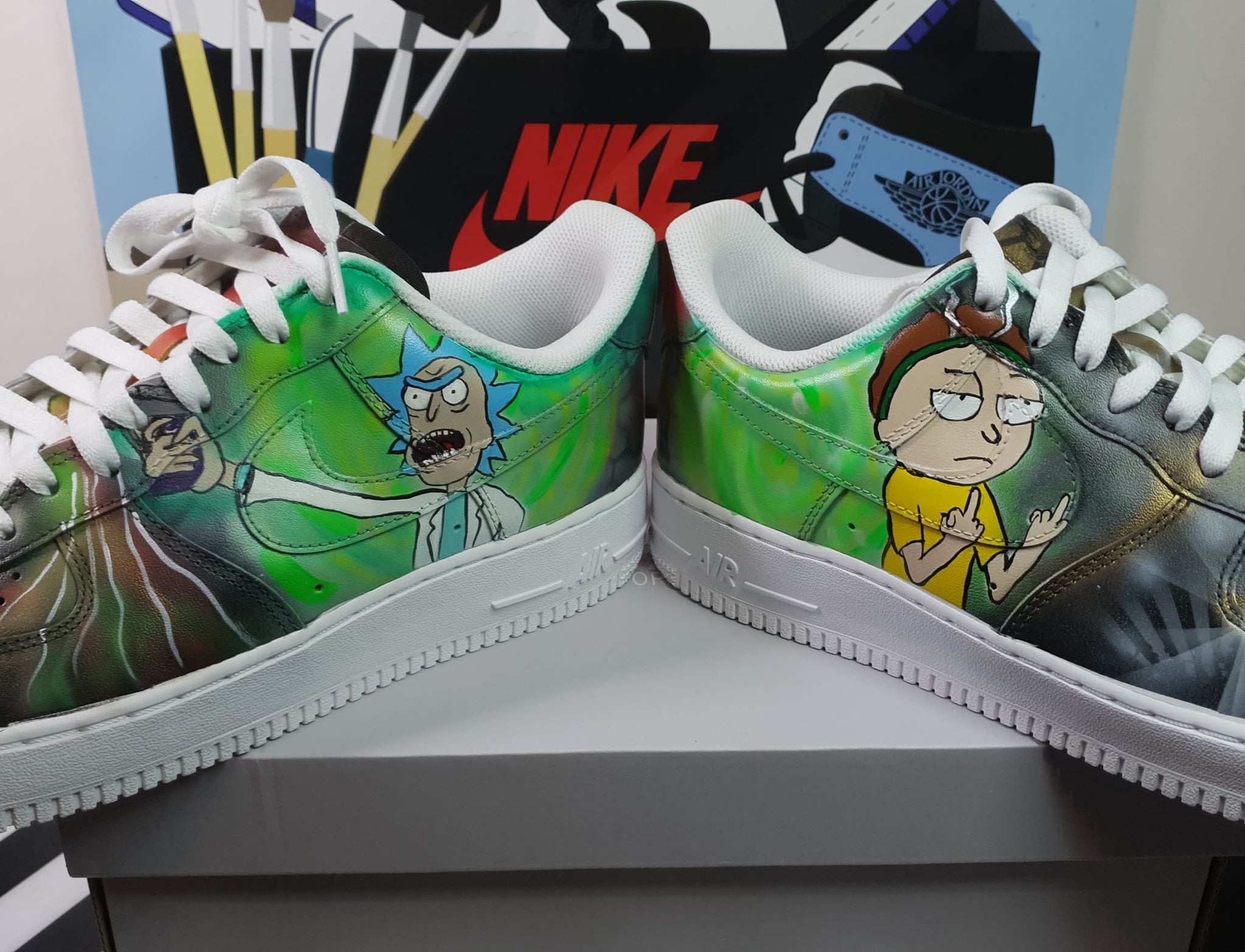 Galaxy Rick and Morty Custom AF1 – Blue Bee Sneaker Care Customs