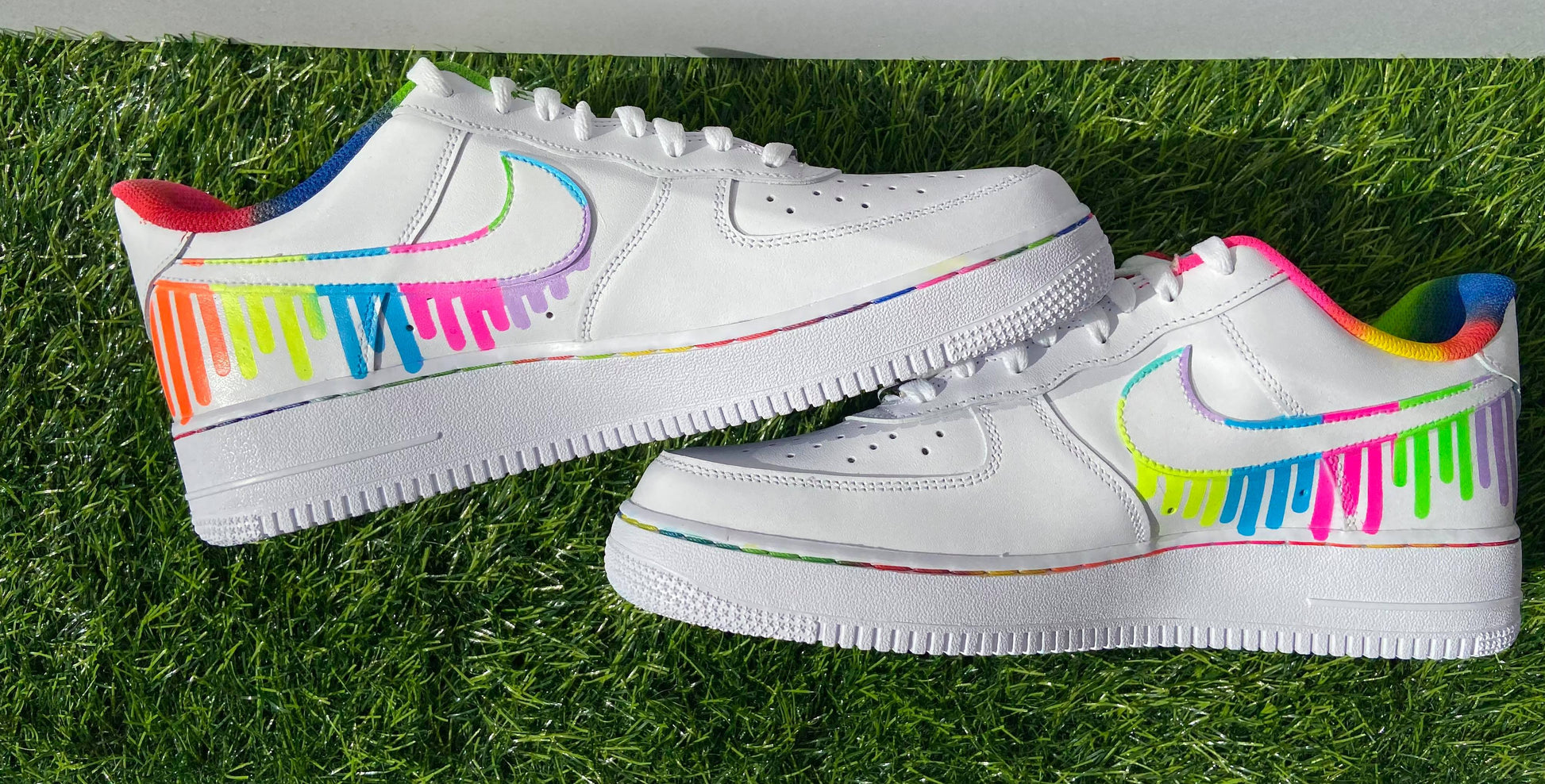 Custom Air Force 1 Rainbow Drip - bluebeecustoms