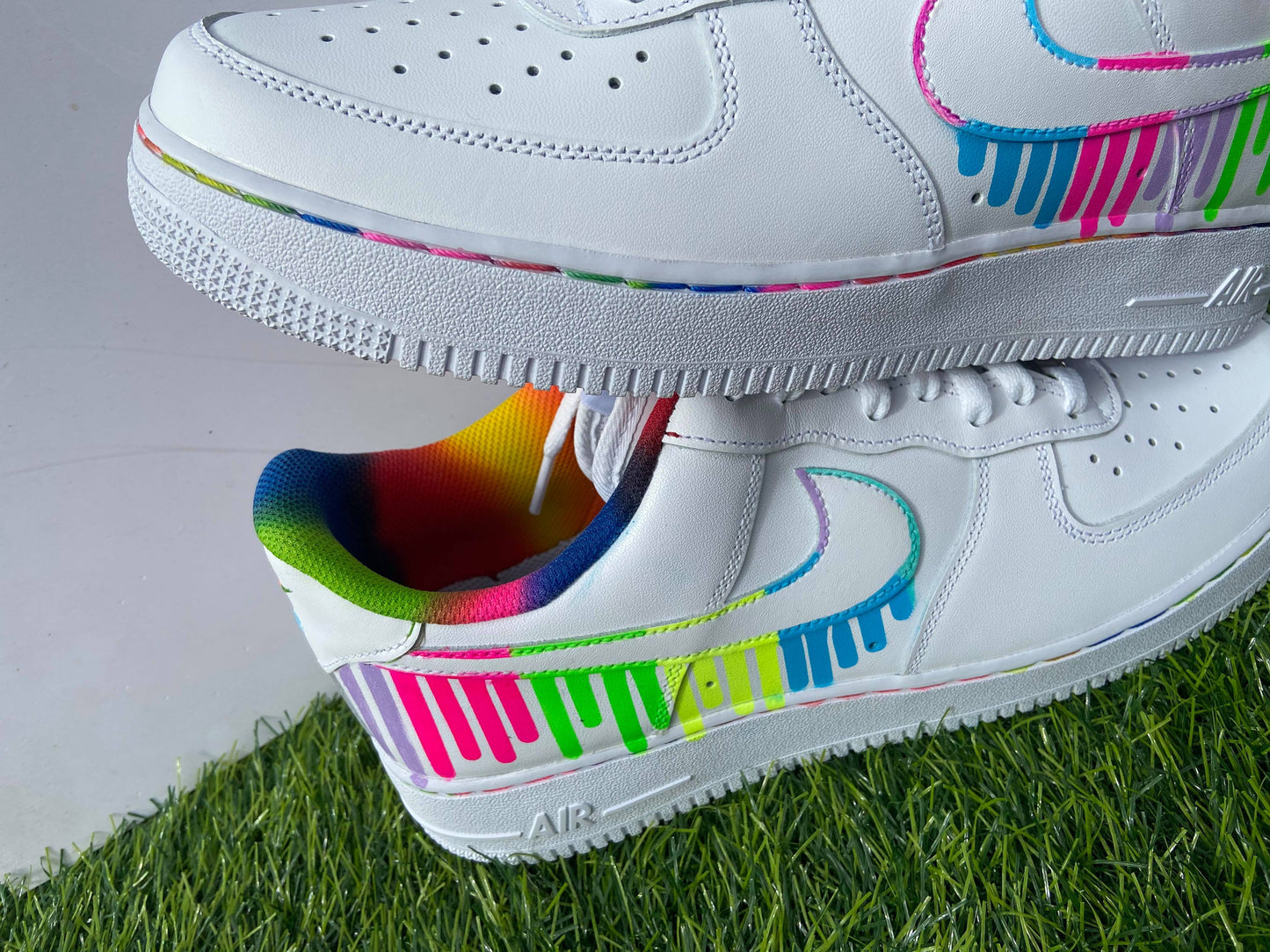 Custom Air Force 1 Rainbow Drip - bluebeecustoms