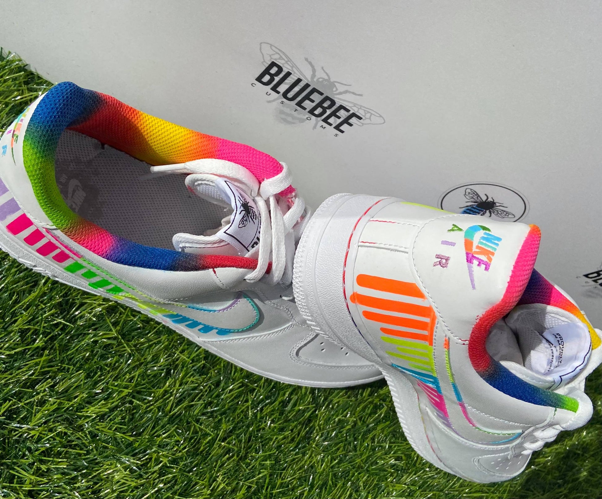 Custom Air Force 1 Rainbow Drip - bluebeecustoms