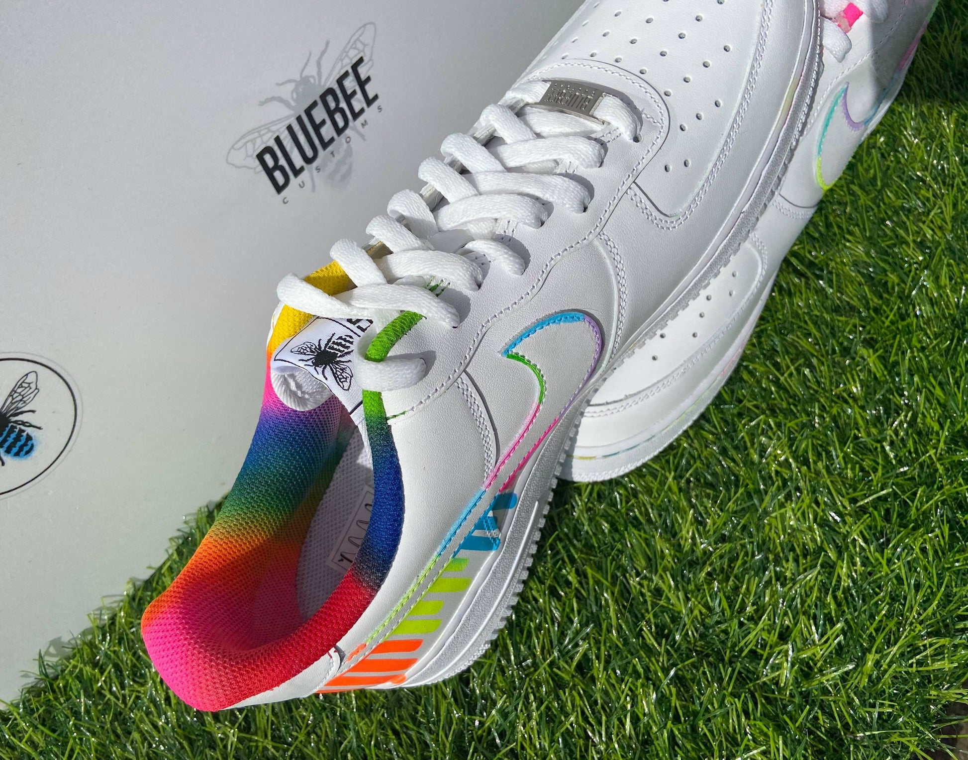 Custom Air Force 1 Rainbow Drip - bluebeecustoms