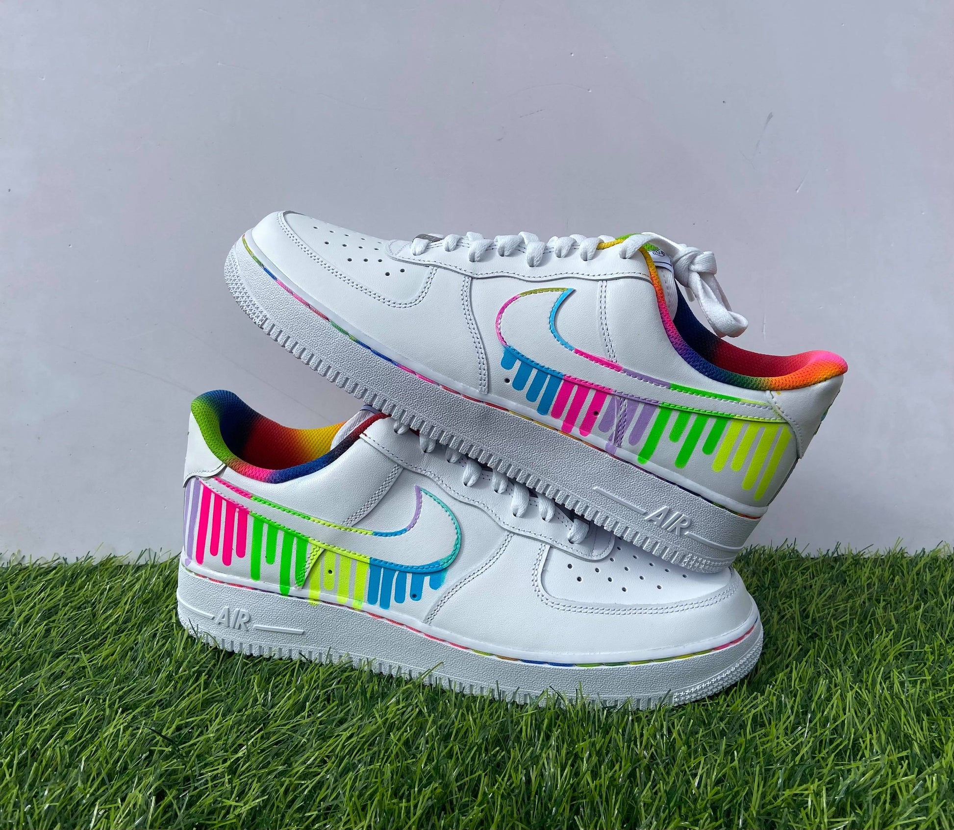 Custom Air Force 1 Rainbow Drip - bluebeecustoms