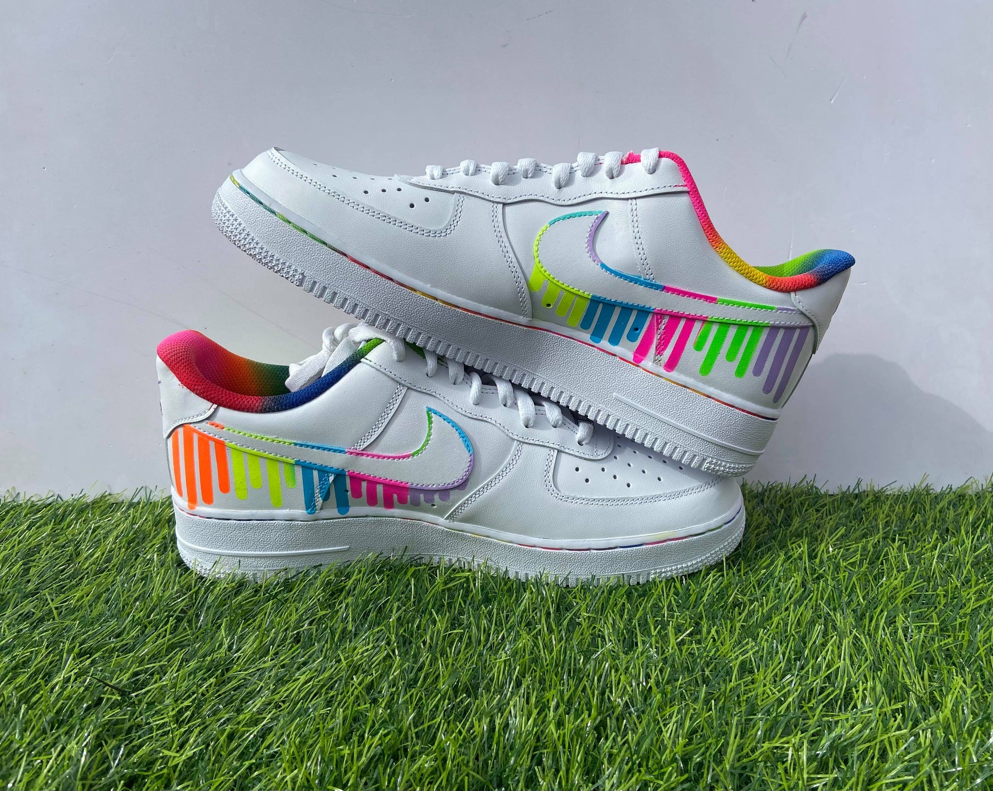 Custom Air Force 1 Rainbow Drip - bluebeecustoms