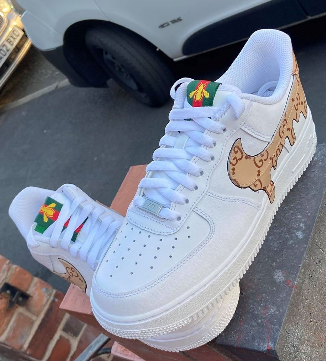 Air Force 1 White & Blue Gucci AF1 - Dripside Customs UK