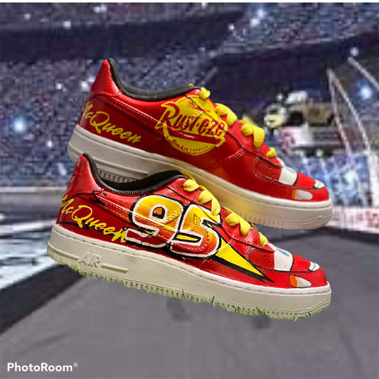 Customised AF1 - Lightning McQueen- Younger Kids - bluebeecustoms