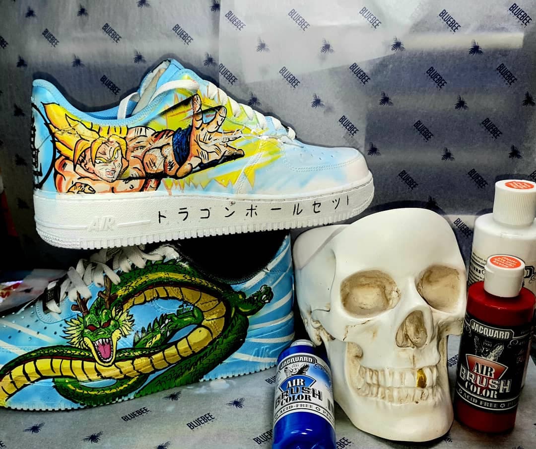 Dragon Ball Z AF1 Custom. Blue Bee Sneaker Care Customs