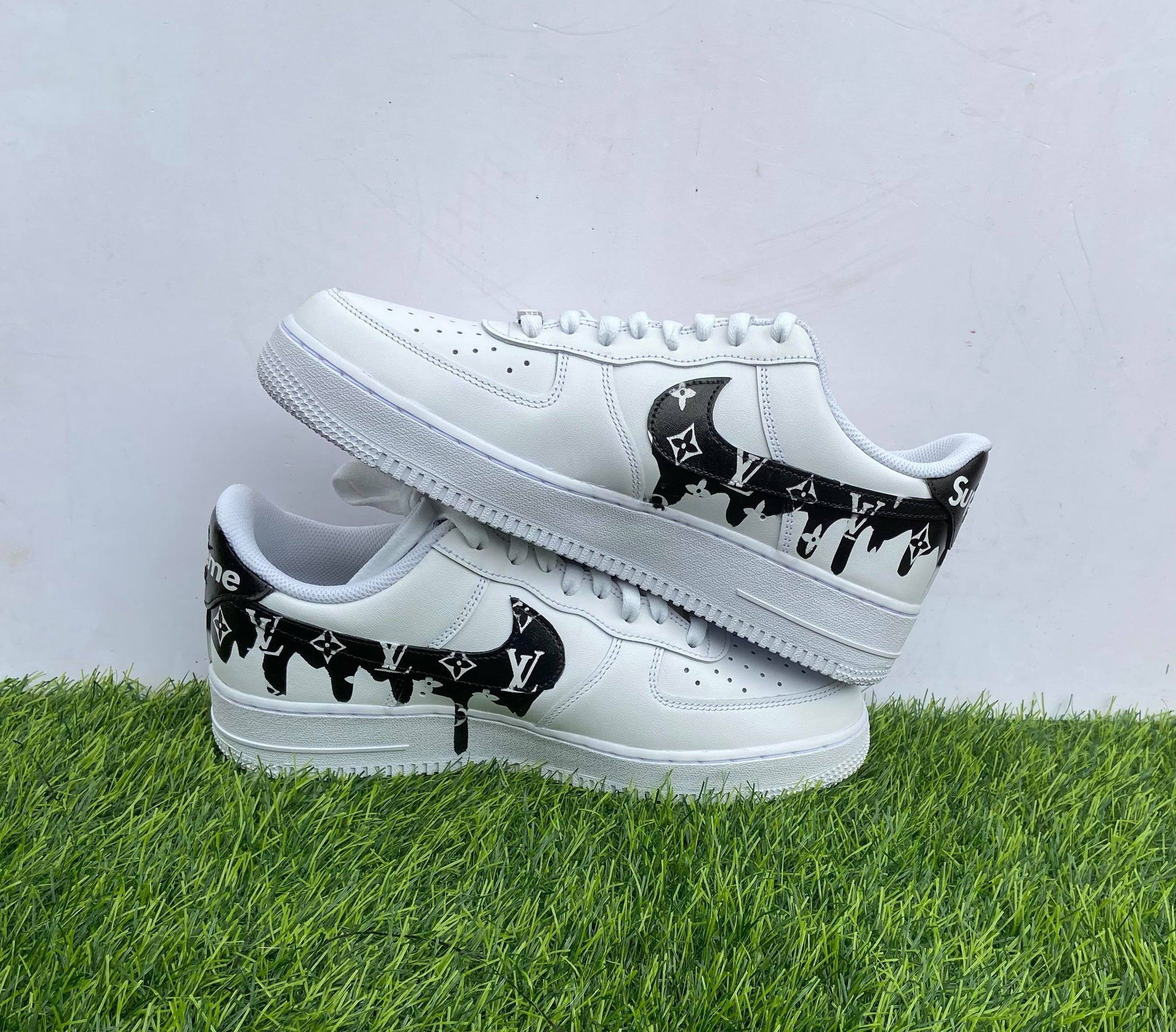 Nike Air Force 1 Custom Low Drip Splatter White Black Shoes Men Women Kids