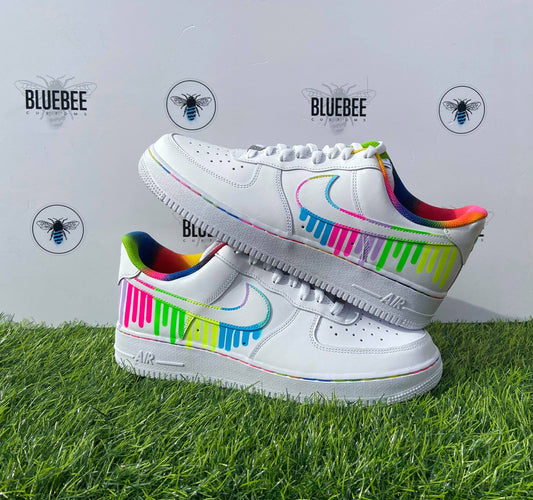 Custom Air Force 1 Rainbow Drip - bluebeecustoms