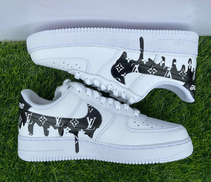 Custom Air Force 1 Black Drips - bluebeecustoms