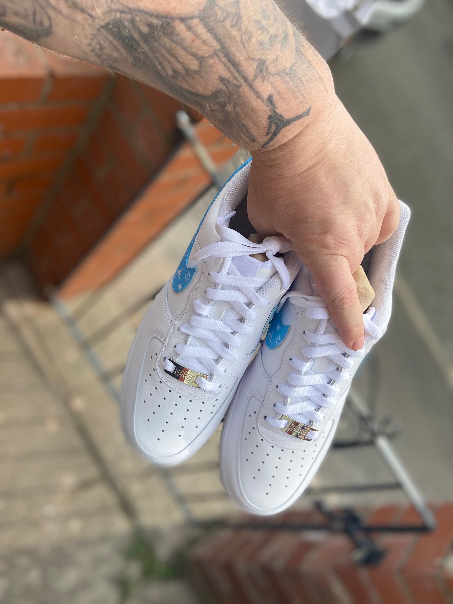 lv blue and white sneakers
